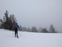 Incoming storm with cloud deck at 8800'.  Light snow starting late morning.