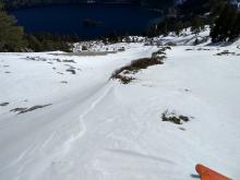 View down the lower gully and moraine features