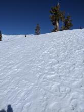Firm textured snow on the ridge