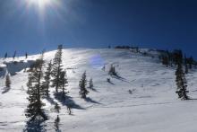 Wind scoured north facing terrain.