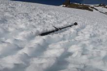 Trying to capture depth with my pole for scale of these sun cups/neve penitentes