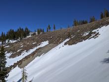 Diminished coverage on southerly aspects at lower elevations (below 7800 ft)