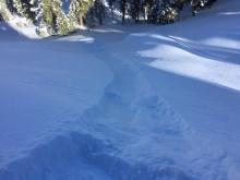 Slow moving loose dry avalanche on wind protected northerly terrain.