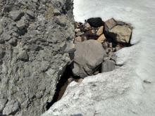 Melting out rocks with running water on the south side of Judah.