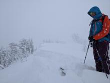 Large cornices near the top of Incline Lake Peak