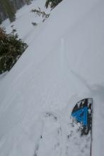 Shooting cracks in a wind loaded test slope just above tree line. 