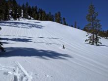 Runnels on the snow surface on N-NE facing slopes.