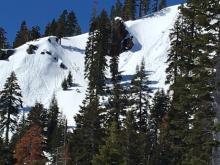 Smaller loose wet avalanches near rocks.
