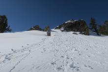 Rollerballs naturally rolling at 10am on NE aspect at 8200 feet. 