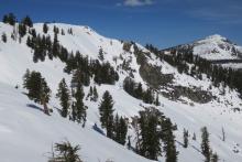 Previous large loose wet slide in Angora bowl. Looks like it ran about 600 vertical feet.
