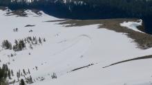 From the ridge looking into Meiss country, I spotted this one small previous loose wet slide on north facing slope. 