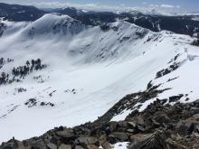 Photo of the area of the avalanche from the summit of Ralston about an hour before slide.