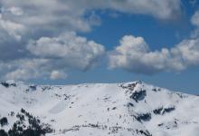 Looking back from Echo at a recent avalanche near Ralston. 