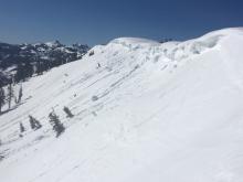 Recent cornice fall on Mt. Judah