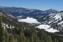 Crossing Echo Lakes by skis looks to be done for the season. 