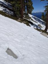 Rocks and bare ground melting out on an E aspect at 8500 ft. 