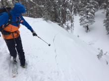 Large cracks across slope and below, but did not avalanche