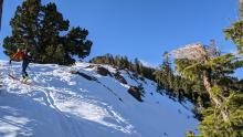 More wind affected slopes near the ridge.