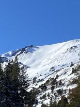 Eastern aspect slope with small dry loose avalanche 