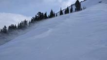 Drifting snow above treeline.