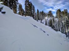 Looking across the avalanche path. 