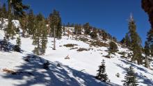 Overall the snowpack is shallow on sunny southerly facing slopes. 