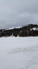 Ice exposed from wind scouring on Tamarack Lake