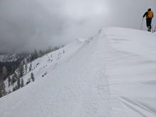 Scoured crust at the very top of Mt. Judah's east face.