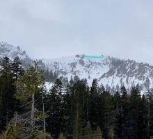 Photo is less clear than the actual views were but the crown crosses the entire upper bowl of Echo Peak.