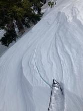 Lots of evidence of wind slab on the ridge.