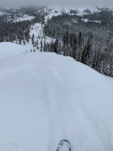 small cornice on E face of Andesite Peak