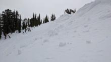 Broken cornices near the top of Incline Lake Peak