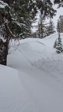 Storm slab triggered on a second small test slope with a ski cut