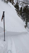 Storm slab triggered on a test slope with a ski cut