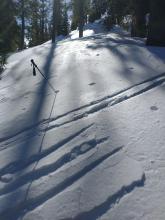 Rain crust on the snow surface at 8,200'.