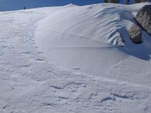 Patchy mix of exposed rain crust and 0 to 1" of new snow near the summit at 9,150'