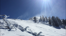 Wind transporting snow from the north bowl of Castle Peak