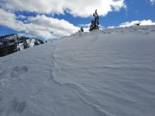 wind slab pocket cracked under skis