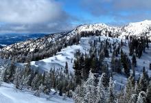 Zoomed-in view of ridgeline showing wind-loading