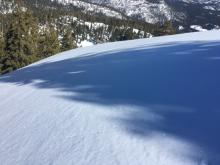 Mostly smooth conditions off of ridge with 4'' of recent storm snow.