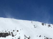 Blowing snow off of Relay Peak