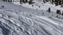 Wind sculpted surfaces on a NE facing slope off Relay Ridge