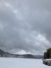 Gusts of wind moving snow around Echo Lake