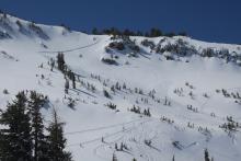 Impressively wide avalanche that was reported yesterday. 