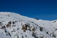 Another previous slide that appeared to be from yesterday or earlier on a more south facing slope where it appeared a cornice break triggered a wind slab below.