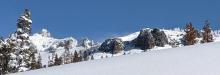 NE winds blowing snow over the ridge on Castle Peak.