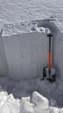ECTN testing the wind slab. It was pencil hard slab on top of 4-finger soft snow.