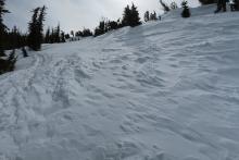 Wind scoured snow on Powderhouse Peak