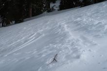 Wind scoured snow on Powderhouse Peak