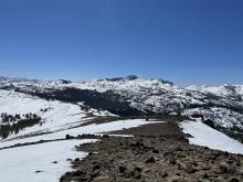 Rocky ridgeline and depleting cornices above Meiss meadow. 